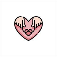 A pink heart with two hands holding it vector