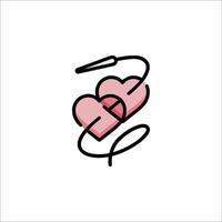 A heart shaped object with a needle and thread vector