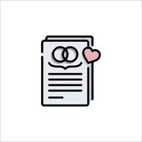 A wedding document with two rings on it vector