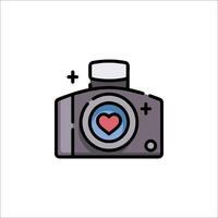 A camera with a heart icon vector