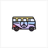 A colorful bus with a peace sign on it vector