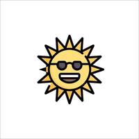 Sun icon with sunglasses on white background vector