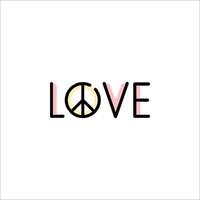 Love lettering with peace sign on white background vector