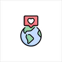 A globe with a heart icon on it vector