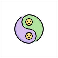 Yin and yang symbol with two smiling faces vector