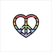 A rainbow heart with a peace sign in the middle vector