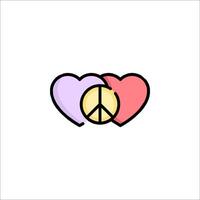 Two hearts with a peace sign on them vector