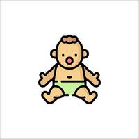A baby in a diaper sitting on the floor vector
