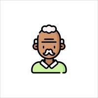 An old man with a mustache and a green shirt vector