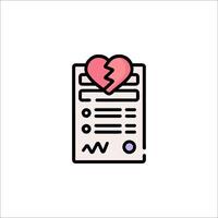 A broken heart icon on a paper vector