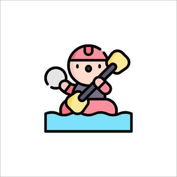 A cartoon character in a kayak with a paddle vector