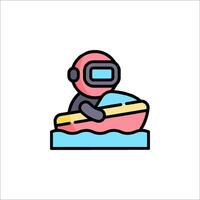 A cartoon man in a helmet riding a boat vector