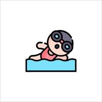 A cartoon swimmer with goggles on his head vector