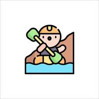 A cartoon man in a boat with a helmet on vector