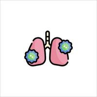 Lungs with a virus icon on a white background vector