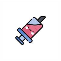 A cartoon syringe with a smiley face on it vector