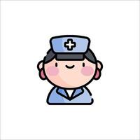A cartoon nurse icon with a cross on her forehead vector