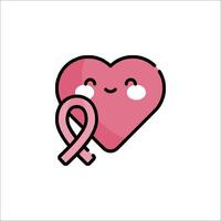 A pink heart with a ribbon around it vector