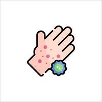 A hand with a red dot on it and a green dot on it vector