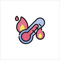 A thermometer with flames and a flame icon vector