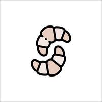 A cartoon of a croissant with a heart vector