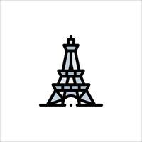 The eiffel tower is shown in a black and white line art style vector