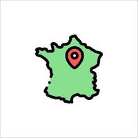France map icon with a pin on it vector