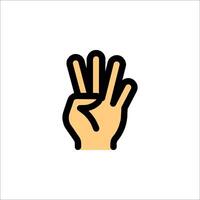 A hand with two fingers up and a sign of four vector
