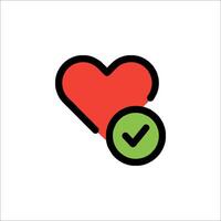 Heart check mark icon illustration vector
