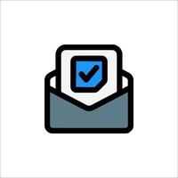 An email with a check mark inside vector