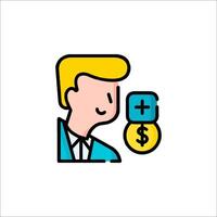 A man holding a dollar sign and a coin vector