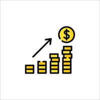 A line icon of a coin going up a stack of money vector