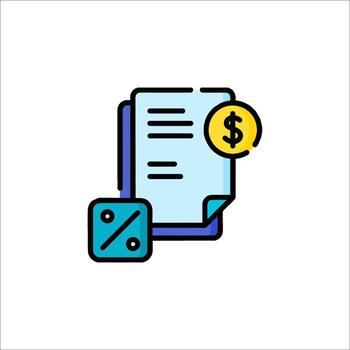 A document with a dollar sign and a dice vector