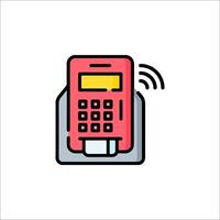 A red and white phone icon on a white background vector