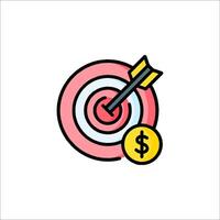 A dart and dollar sign in the center of a target vector