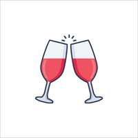 Two glasses of wine with a toast icon vector