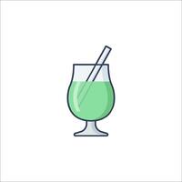 A green drink with a straw and a straw vector