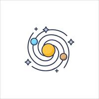 The planets are shown in a line style vector