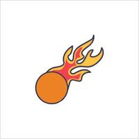 A ball with flames on it is shown in this illustration vector