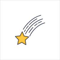 A star falling from the sky, with a line drawing of the star vector