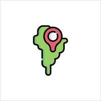 A green and pink map marker icon on a white background vector