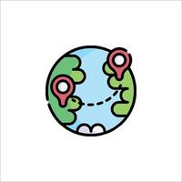 A globe with a map pin pointing to it vector