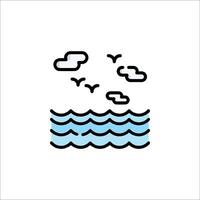 Sea waves and clouds icon illustration vector