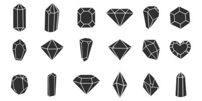Crystal gemstone polygon stone, contour gem, polyhedron minimal. Elegant outline geometric quartz, jewel. Mineral linear icon. vector