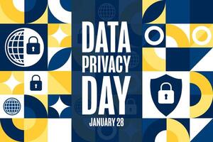 Data Privacy Day. January 28. Holiday concept. Template for background, banner, card, poster with text. vector