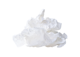 white crumpled tissue paper ball after use isolated with clipping path in file format png