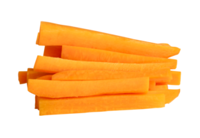 orange carrot sticks in stack isolated with clipping path in file format png