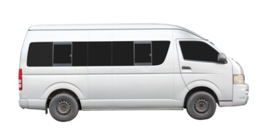 Big white van car isolated with clipping path in file format png