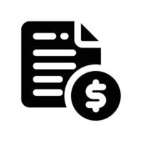 bill icon. glyph icon for your website, mobile, presentation, and logo design. vector