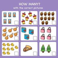 Counting educational.How many objects task. Educational worksheet for preschool vector